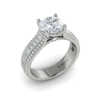 Opulent Cathedral Round Diamond Engagement Ring