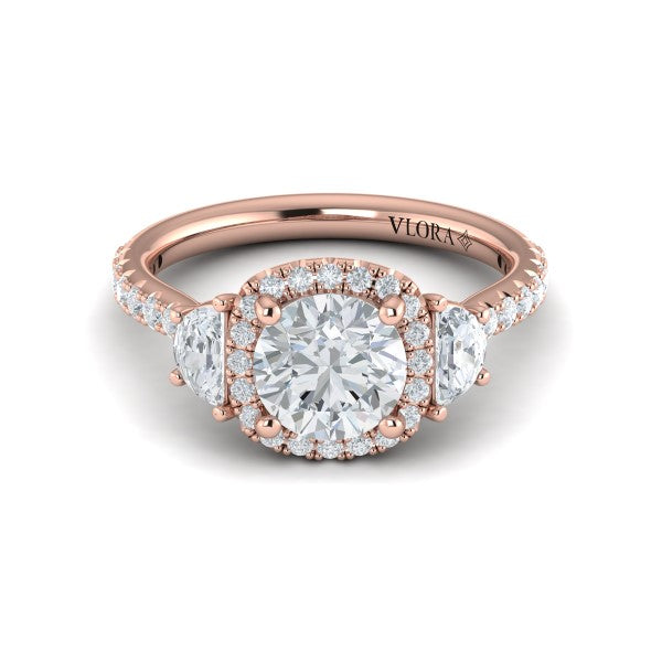Trio Round Halo Engagement Ring