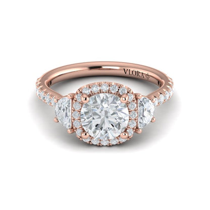 Trio Round Halo Engagement Ring