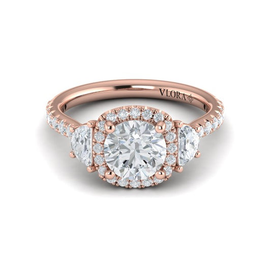 Trio Round Halo Engagement Ring