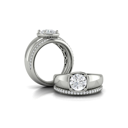 Golden Statement Engagement Ring