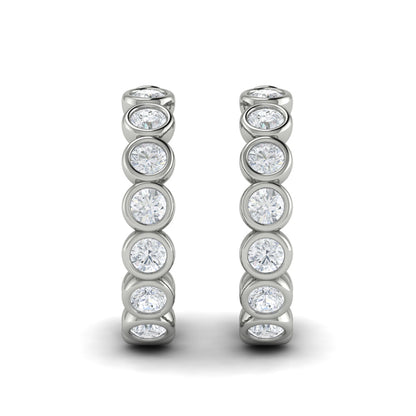 Rounded Bezel Set Hoop Earrings