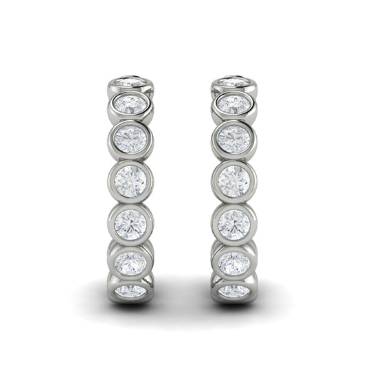 Rounded Bezel Set Hoop Earrings