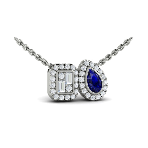 Diamond and Sapphire Toi et Moi Pendant