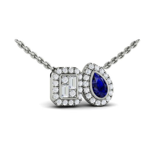 Diamond and Sapphire Toi et Moi Pendant
