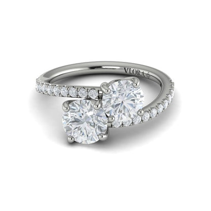 Two Stone Engagement Ring in Platinum by Vlora Bridal