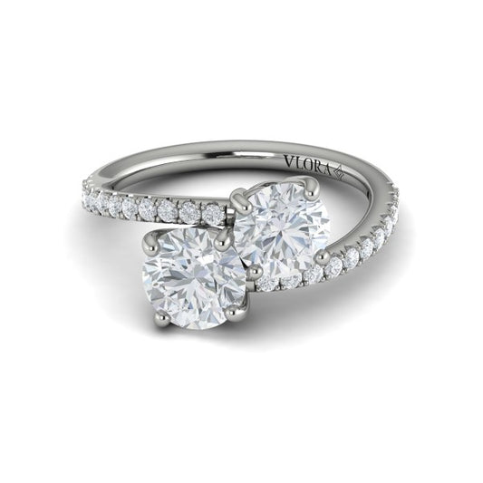 Two Stone Engagement Ring in Platinum by Vlora Bridal