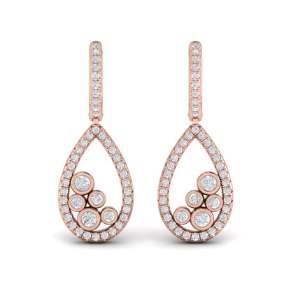 Pavé Pear Shaped and Bezel Set Diamond Earrings