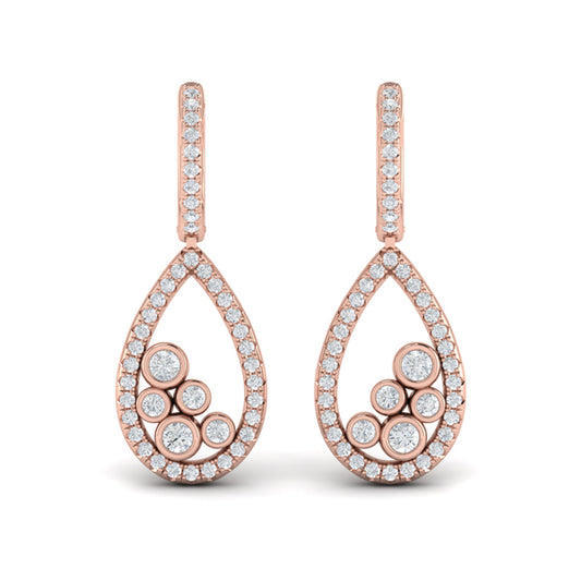 Pavé Pear Shaped and Bezel Set Diamond Earrings