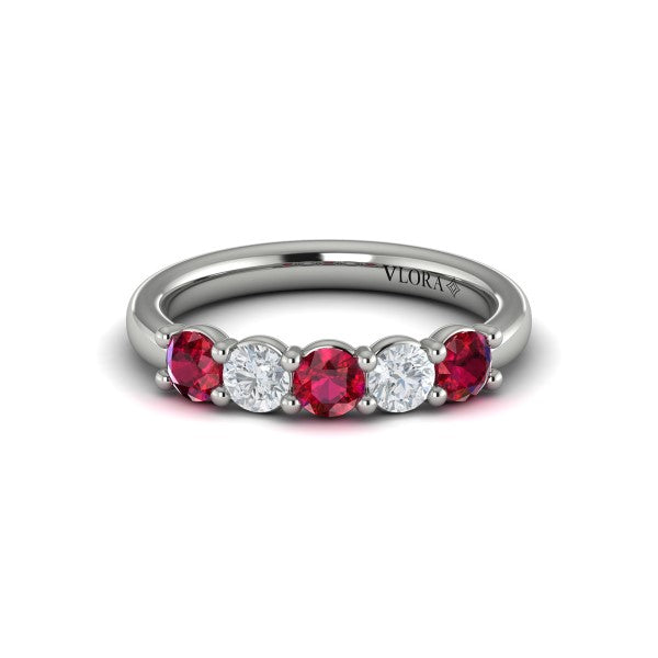 Colored Bands Wedding Band in Platinum by Vlora Bridal