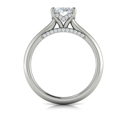 Solitaire Oval Engagement Ring with Hidden Halo