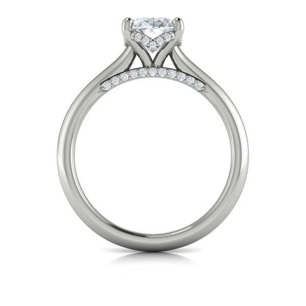 Solitaire Oval Engagement Ring with Hidden Halo