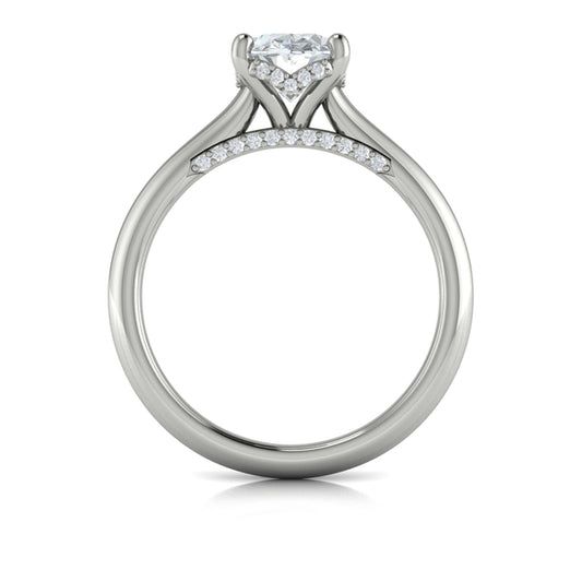 Solitaire Oval Engagement Ring with Hidden Halo