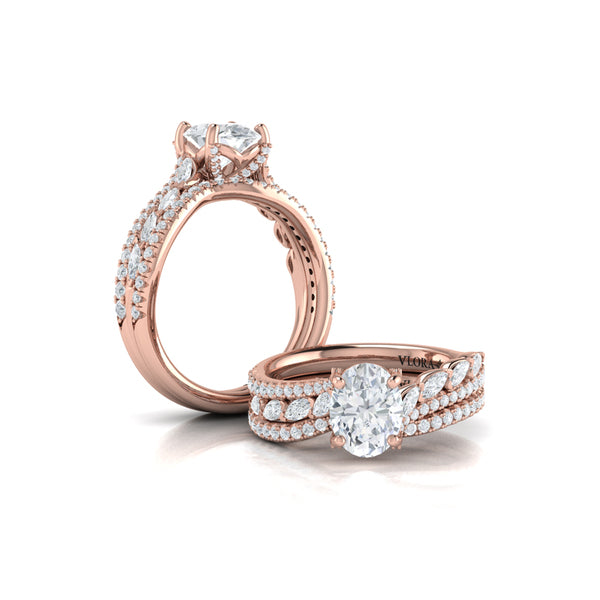 Matching Bands Wedding Band in 14K Rose Gold by Vlora Bridal