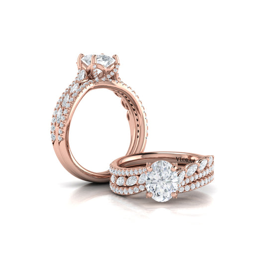Oval Classic Engagement Ring in 14K Rose Gold by Vlora Bridal