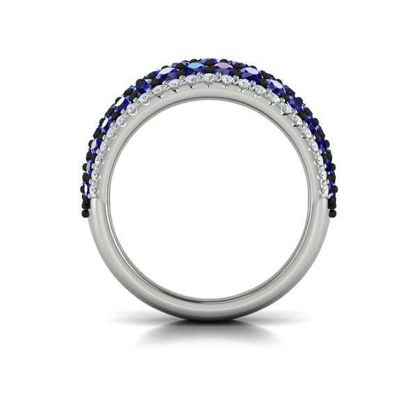 Diamond and Sapphire Multi-Row Statement Ring