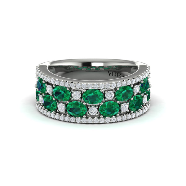 Multi Diamond and Emerald Statement Ring