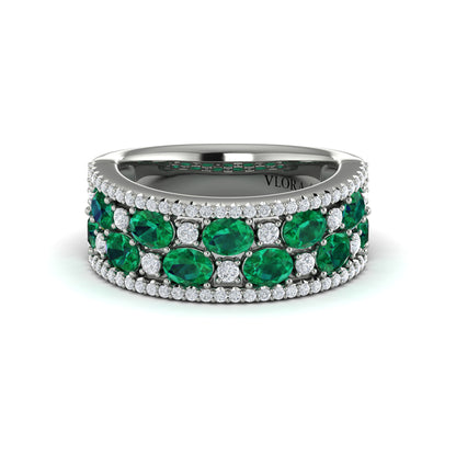 Multi Diamond and Emerald Statement Ring