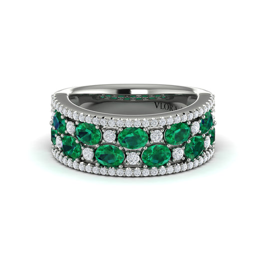 Multi Diamond and Emerald Statement Ring