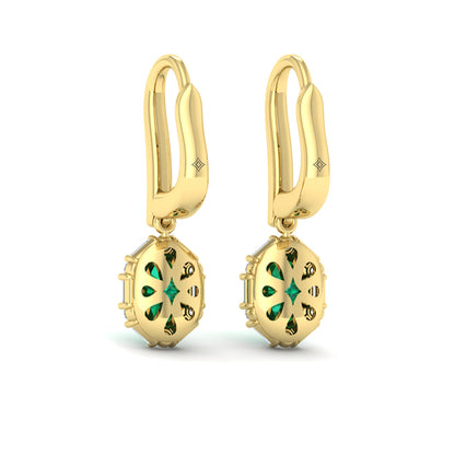 Oval Emerald and Diamond Baguette Earrings
