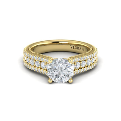 Bold Cathedral Round Diamond Engagement Ring