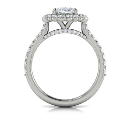 Oval Halo Engagement Ring in Platinum by Vlora Bridal