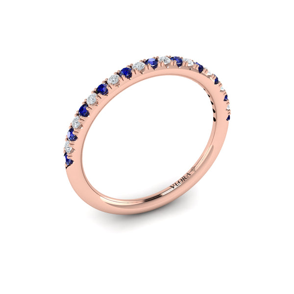 Slim Sapphire and Diamond Stackable Band