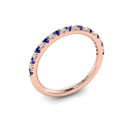 Slim Sapphire and Diamond Stackable Band