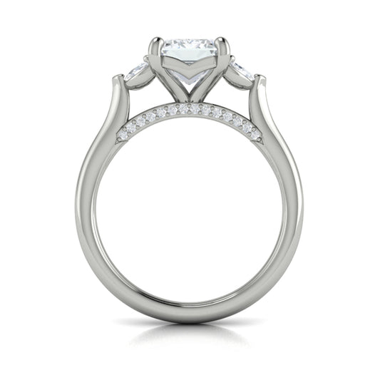 Emerald Cut Diamond Engagement Ring with Marquise Side Diamonds