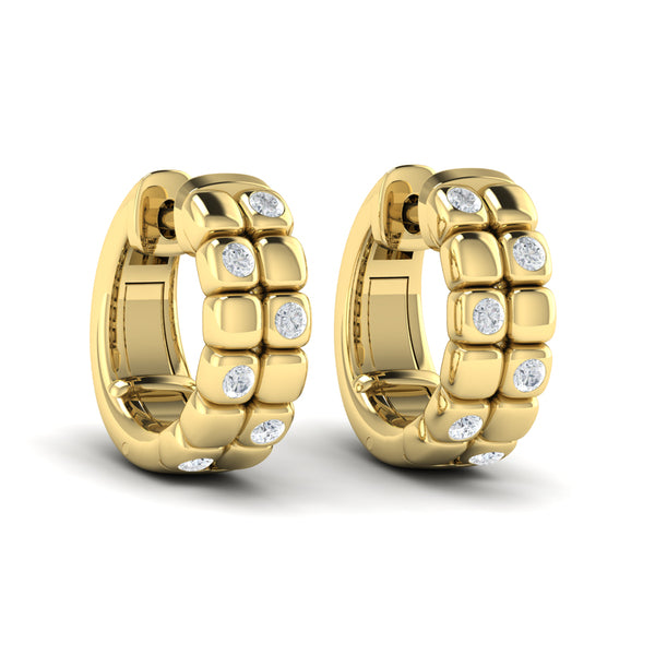 Tiled Diamond Huggie Earrings