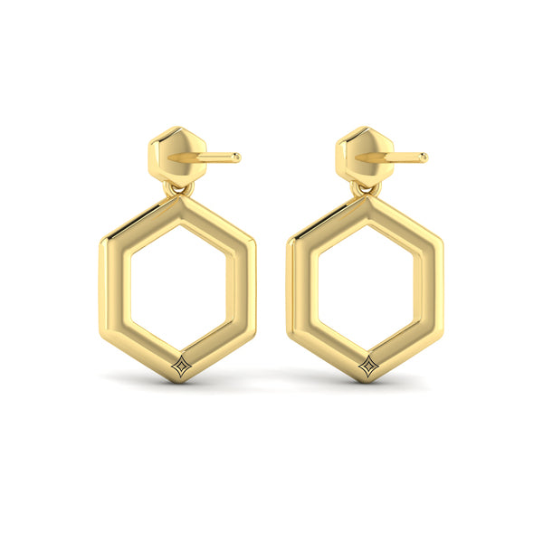 Channel Set Diamond Open Honeycomb Drop Stud Earrings