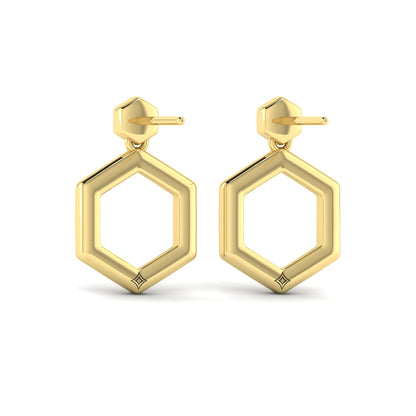 Channel Set Diamond Open Honeycomb Drop Stud Earrings