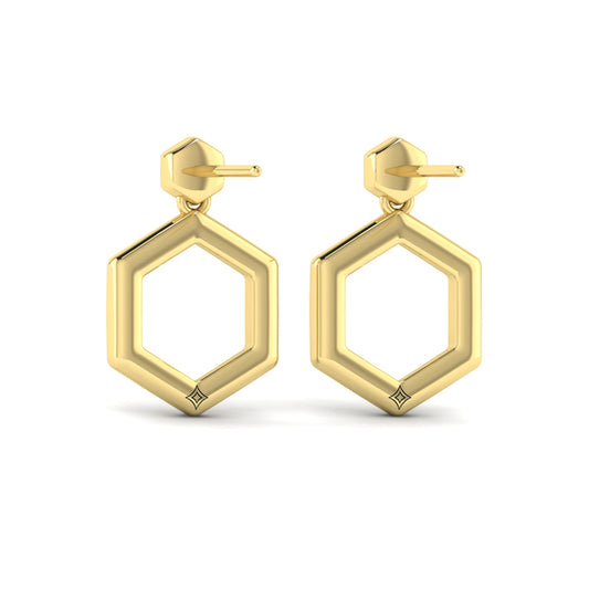 Channel Set Diamond Open Honeycomb Drop Stud Earrings
