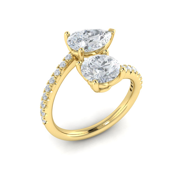Kissing Round and Pear Two Stone Engagement Ring