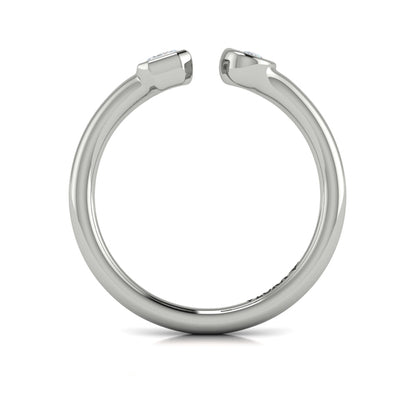 Bezel‑Set Emerald and Oval Diamond Open Form Ring