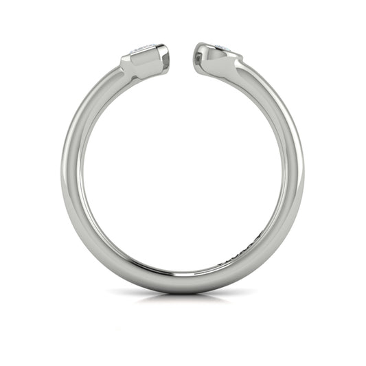 Bezel‑Set Emerald and Oval Diamond Open Form Ring