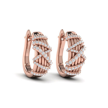 Diamond Ribbon Hoop Earrings