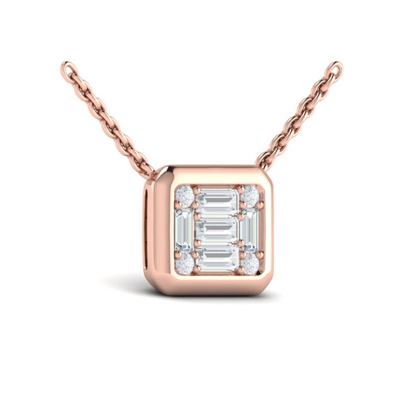 Multi Diamond Baguette Pendant Necklace
