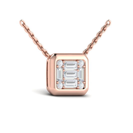 Multi Diamond Baguette Pendant Necklace
