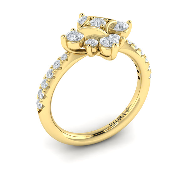 Floating Diamond Floral and Vlora Star Ring