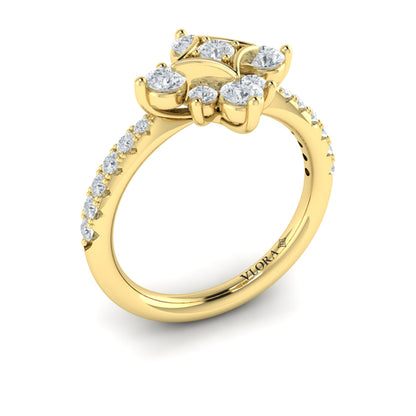 Floating Diamond Floral and Vlora Star Ring
