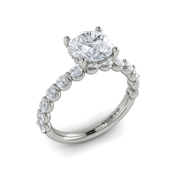 Classic Round Engagement Ring with Floating Diamond Band