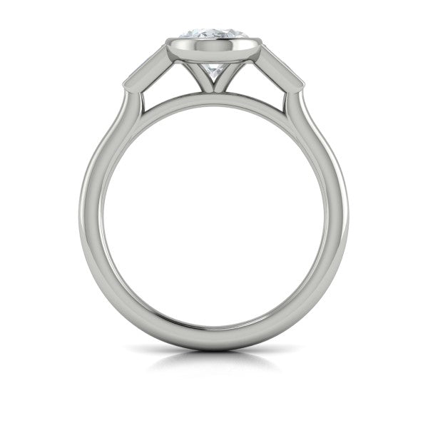 Modern Trio Oval Bezel Engagement Ring