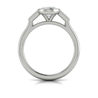 Modern Trio Oval Bezel Engagement Ring