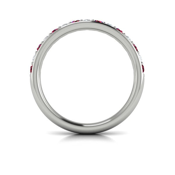 Delicate Ruby and Diamond Stackable Band