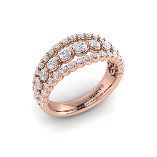 Diamond Three Row Ring