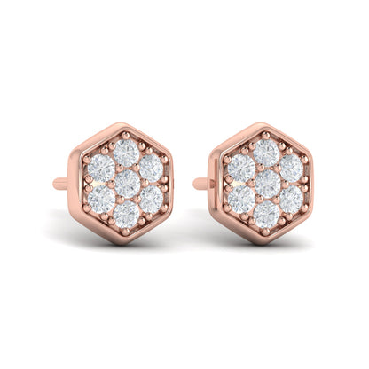 Diamond Cluster Honeycomb Stud Earrings