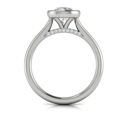 Round Solitaire, Bezel Engagement Ring in Platinum by Vlora Bridal