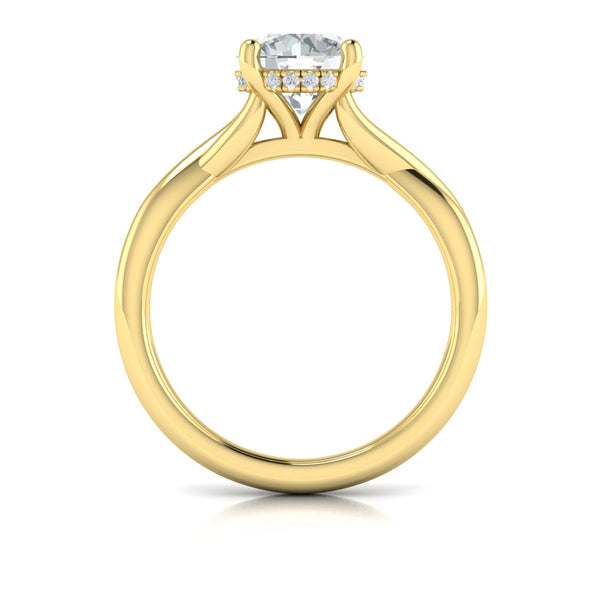 Entwined Solitaire Engagement Ring with Hidden Halo