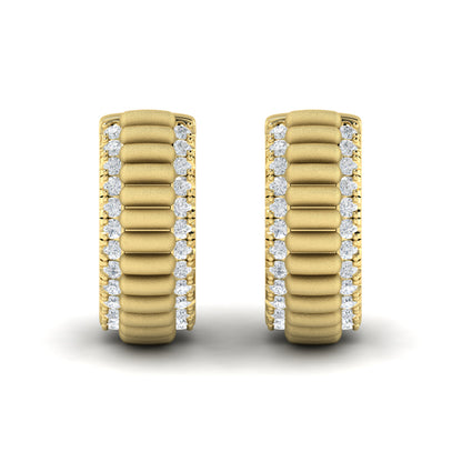 Fluted Huggie Earrings with Satin Finish
